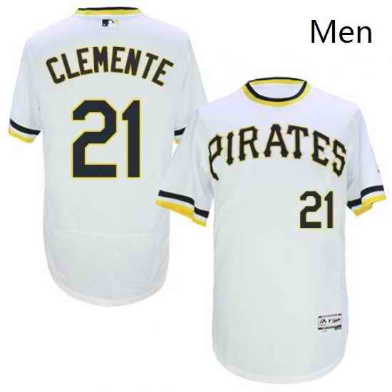 Mens Majestic Pittsburgh Pirates 21 Roberto Clemente White FlexBase Authentic Collection MLB Jersey